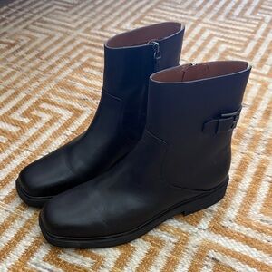 NWOT Franco Sarto Pippen Black Leather Square Toe Boots